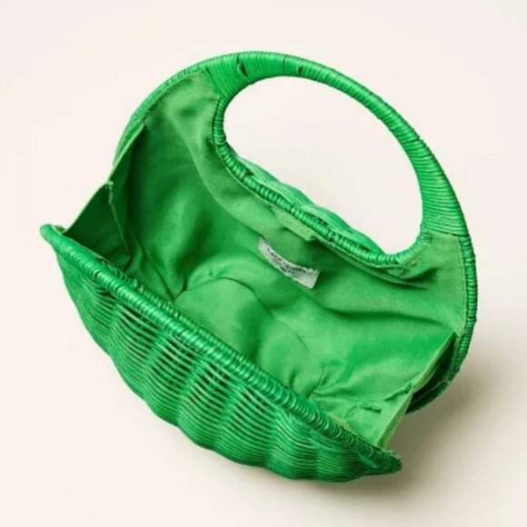 New Kate Spade Wicker Crescent Woven Basket Handbag Bag Purse x Target Green - Picture 3 of 4